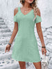  V-Neck Cold-Shoulder Dress -BazaarBey - www.shopbazaarbey.com