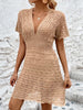 Openwork Plunge Short Sleeve Cover-Up Dress Trendsi