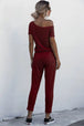 Asymmetrical Neck Tied Jumpsuit with Pockets Bazaarbey