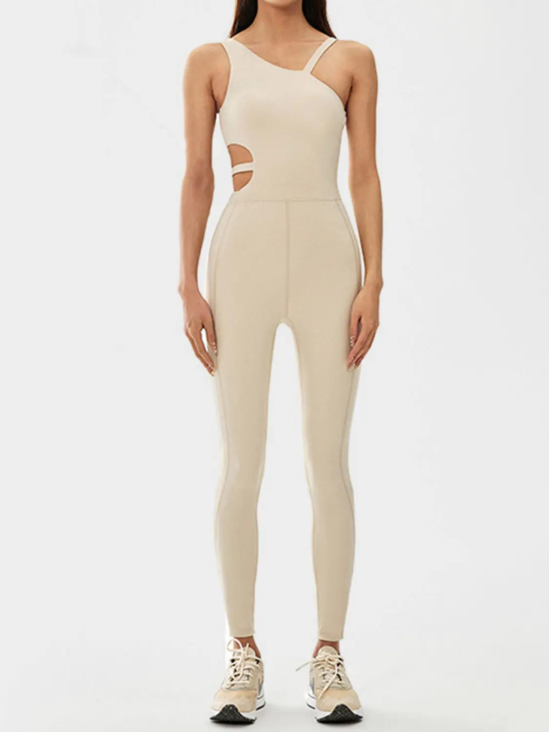  Asymmetrical Neck Active Jumpsuit Trendsi