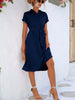 Buttoned Tie Waist Short Sleeve Dress -BazaarBey - www.shopbazaarbey.com