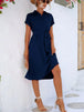Buttoned Tie Waist Short Sleeve Dress -BazaarBey - www.shopbazaarbey.com