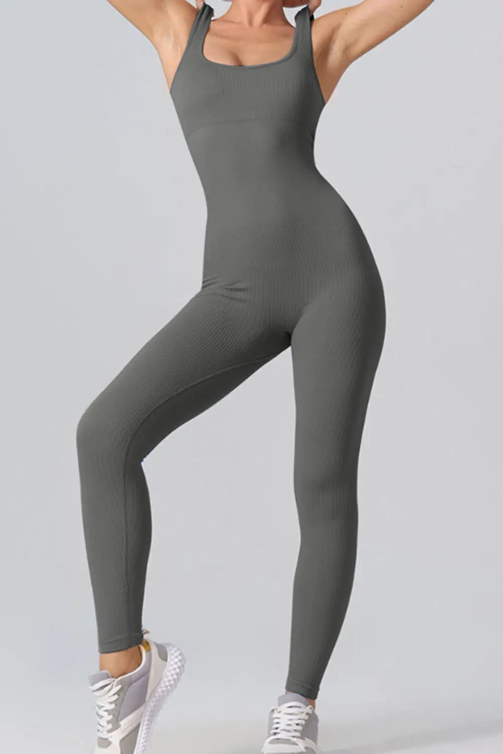 Square Neck Wide Strap Jumpsuit Trendsi
