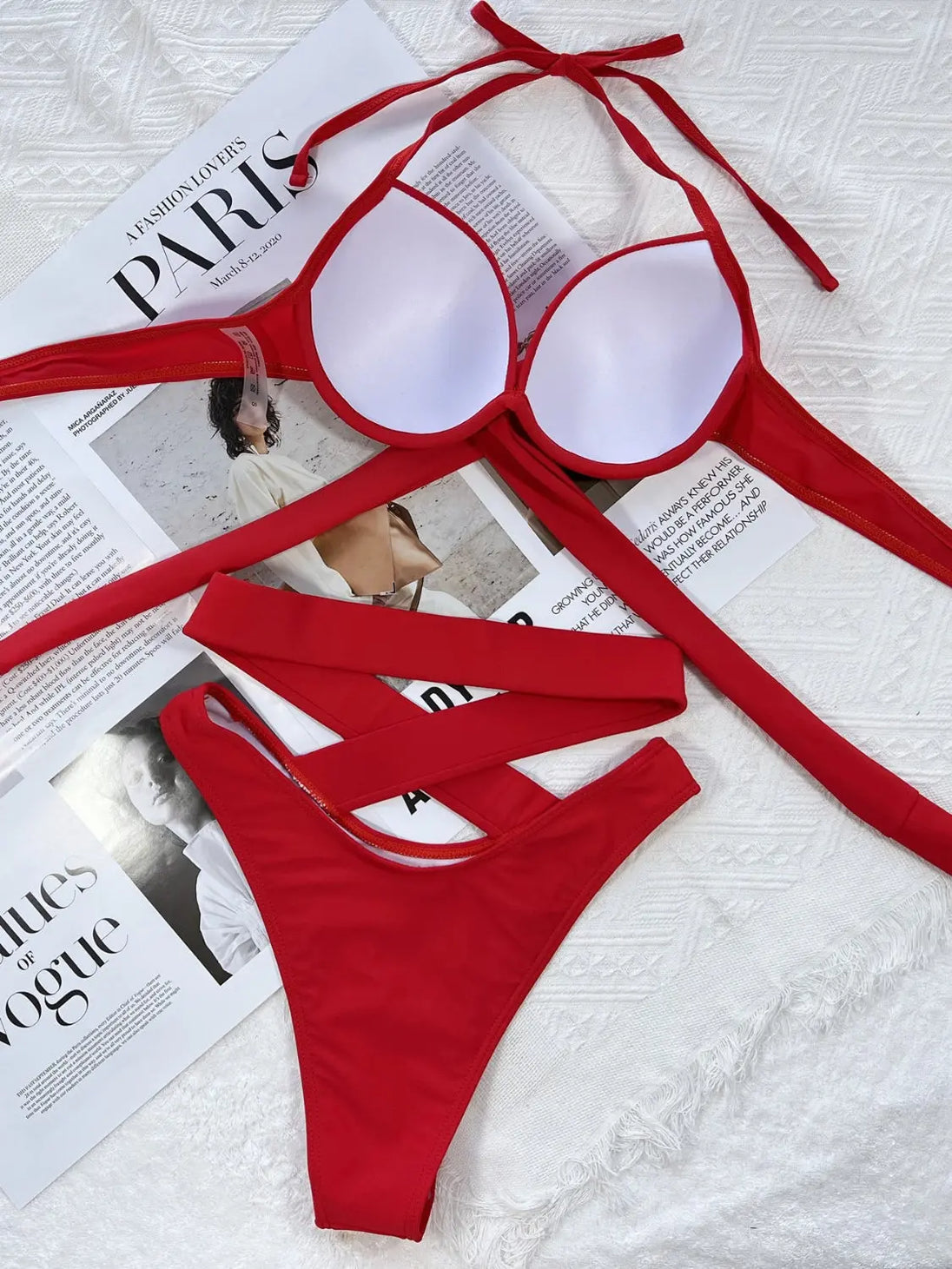 Crisscross Halter Neck Bikini Set Trendsi