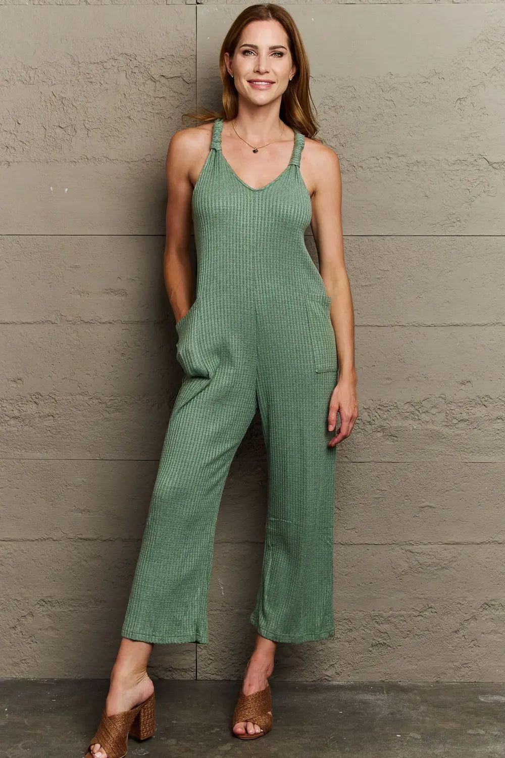  Don't Get It Twisted  Rib Knit Jumpsuit Trendsi
