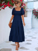 Tiered Smocked Short Sleeve Dress -BazaarBey - www.shopbazaarbey.com