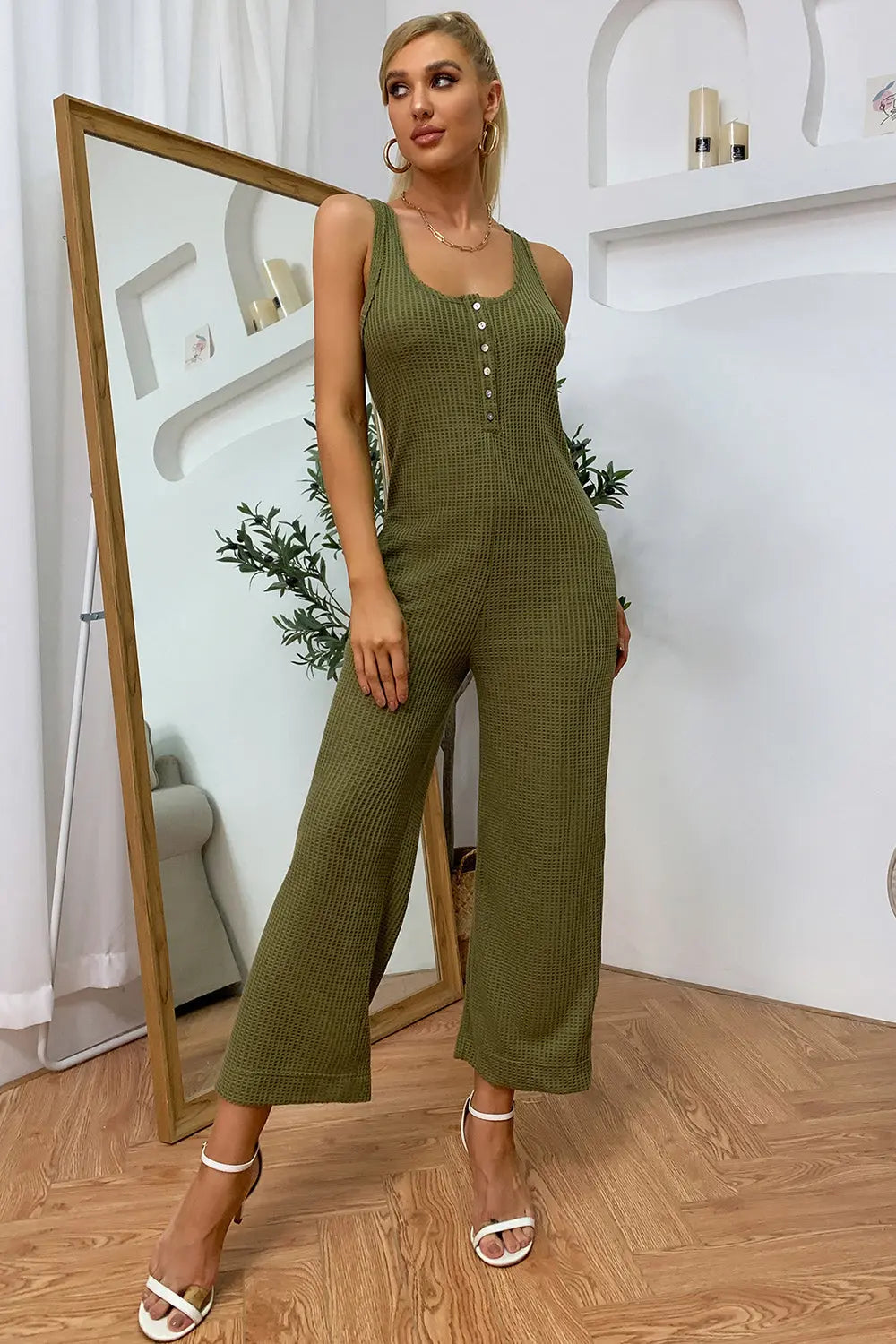 Sleeveless Straight Leg Jumpsuit Trendsi