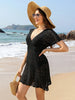 Openwork Plunge Short Sleeve Cover-Up Dress Trendsi