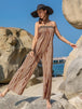 Tied Printed Tube Wide Leg Jumpsuit Trendsi