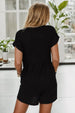 Pocketed V-Neck Short Sleeve Romper Trendsi