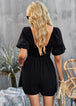 Square Neck Short Sleeve Smocked Romper Trendsi