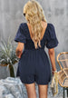 Square Neck Short Sleeve Smocked Romper Trendsi