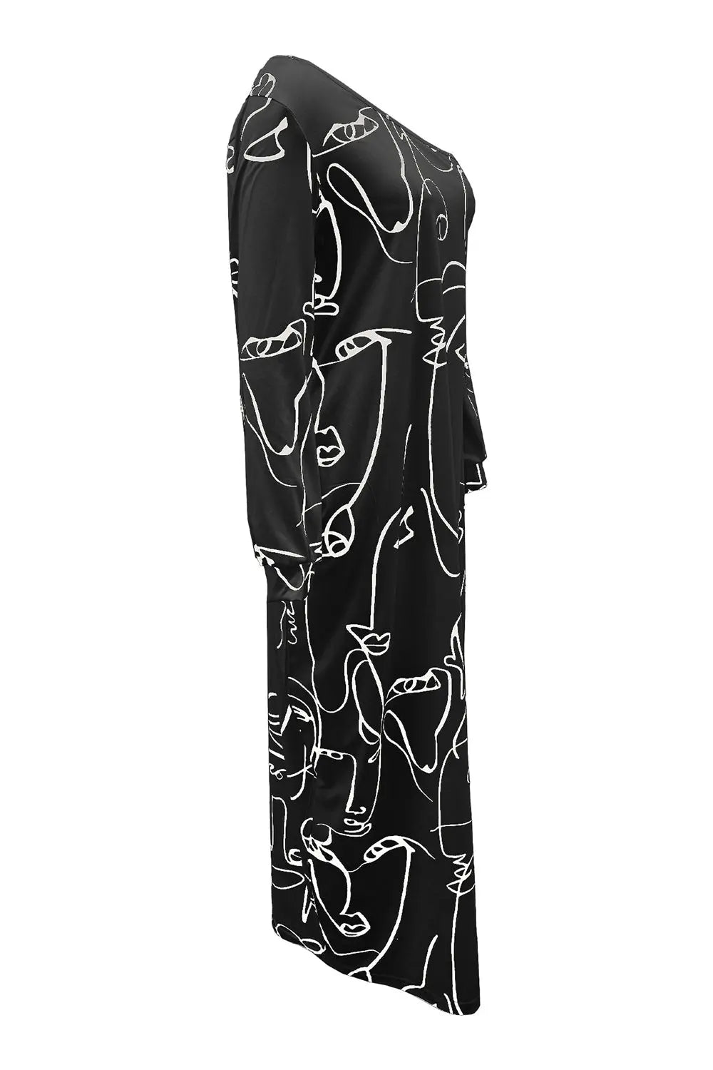 Printed Single Shoulder Lantern Sleeve Maxi Dress -BazaarBey - www.shopbazaarbey.com