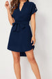 Tied Notched Short Sleeve Dress -BazaarBey - www.shopbazaarbey.com
