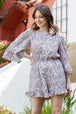 Printed  Ruffled Romper Trendsi