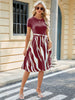 Printed Tie Waist Short Sleeve Dress -BazaarBey - www.shopbazaarbey.com