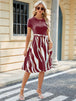 Printed Tie Waist Short Sleeve Dress -BazaarBey - www.shopbazaarbey.com