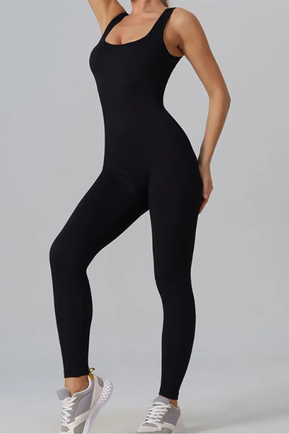Square Neck Wide Strap Jumpsuit Trendsi