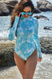 BazaarBey Printed Mock Neck Long Sleeve One-Piece wear 