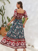 Floral Flounce Sleeve Midi Dress -BazaarBey - www.shopbazaarbey.com