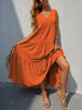 Tiered V-Neck Sleeve Dress -BazaarBey - www.shopbazaarbey.com