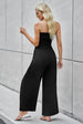 Straight Neck Smocked Jumpsuit Trendsi