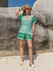 Tied Printed Short Sleeve Romper Trendsi