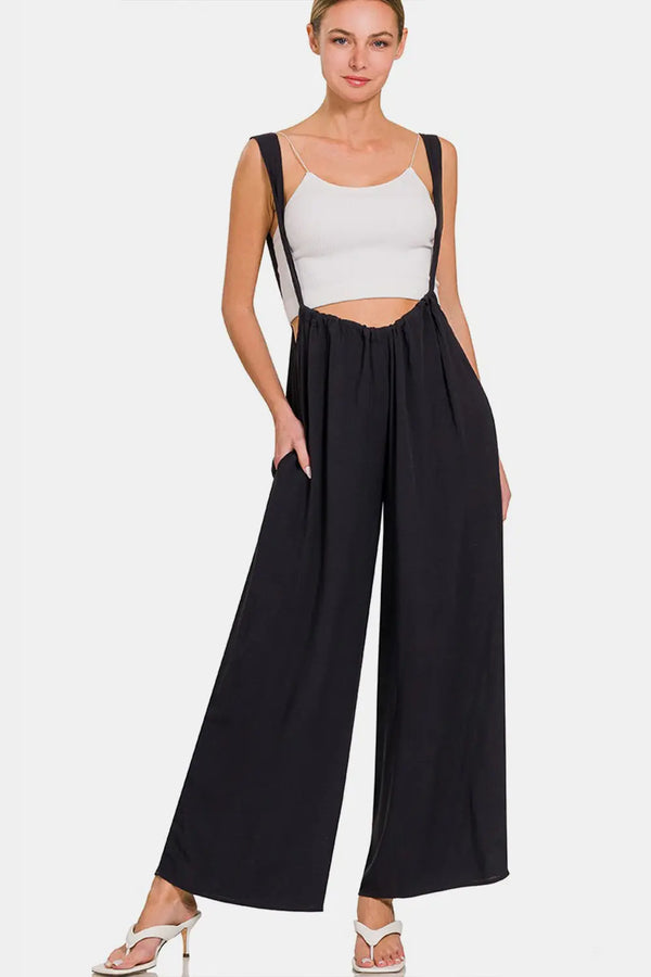 BazaarBey  Tie Back Suspender Jumpsuit with Pockets 