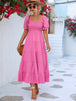 Tiered Smocked Short Sleeve Dress -BazaarBey - www.shopbazaarbey.com