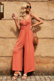 BazaarBey Smocked Spaghetti Strap Wide Leg Jumpsuit 