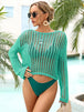 Long Sleeve Round Neck Openwork Cover-Up Bazaarbey
