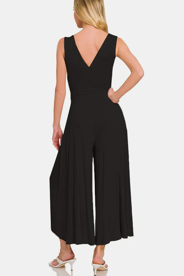  Surplice Neckline Sleeveless Jumpsuit Trendsi