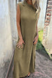 Waffle-Knit Slit Sleeveless Maxi Dress -BazaarBey - www.shopbazaarbey.com