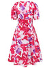 Ruched Printed  Short Sleeve Dress -BazaarBey - www.shopbazaarbey.com