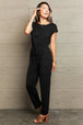 Boat Neck Short Sleeve Jumpsuit with Pockets Trendsi