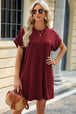 Round Neck Rolled Short Sleeve Tee Dress -BazaarBey - www.shopbazaarbey.com