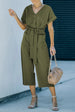 Tie-Waist Buttoned Cropped Jumpsuit Trendsi