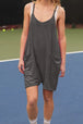 Pocketed Spaghetti Strap Romper Trendsi