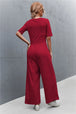 Scoop Neck Half Sleeve Wide Leg Jumpsuit Trendsi