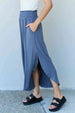  Comfort Princess Full Size High Waist Scoop Hem Maxi Skirt in Dusty Blue 