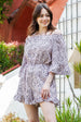 Printed  Ruffled Romper Trendsi