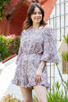 Printed  Ruffled Romper Trendsi