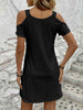  V-Neck Cold-Shoulder Dress -BazaarBey - www.shopbazaarbey.com