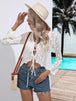 Drawstring V-Neck Long Sleeve Cover Up Trendsi