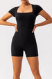 Square Neck Cap Sleeve Active Romper Trendsi