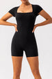 Square Neck Cap Sleeve Active Romper Trendsi