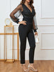 Plunge Long Sleeve Jumpsuit Trendsi