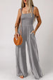 Smocked Square Neck Wide Leg Jumpsuit with Pockets Trendsi