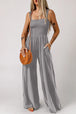 Smocked Square Neck Wide Leg Jumpsuit with Pockets Trendsi