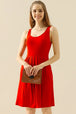  Full Size Round Neck Ruched Sleeveless Dress with Pockets -BazaarBey - www.shopbazaarbey.com